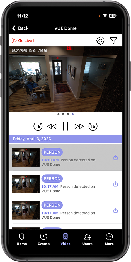 camera view and events dome event selected.png
